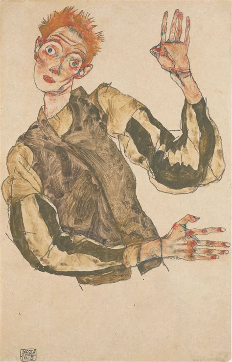 Egon Schiele Self Portrait With Striped Armlets Google Art Project