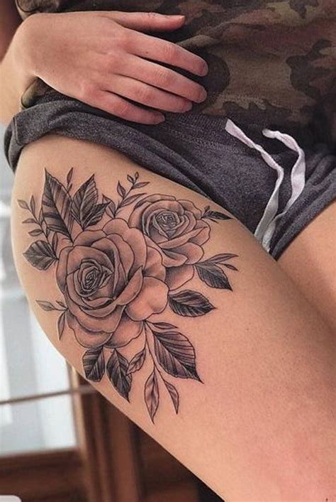 Beautiful Realistic Rose Thigh Tattoo Ideas For Women Ideas Realistas