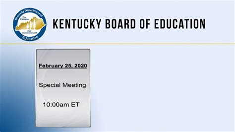 Kentucky Board Of Education Special Meeting Youtube