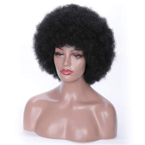 xinran 8 inches short afro wigs for black women large synthetic black short afro wig 70s afro
