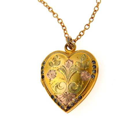 Victorian Love Token Heart Locket Pendant Necklace Locket Pendant