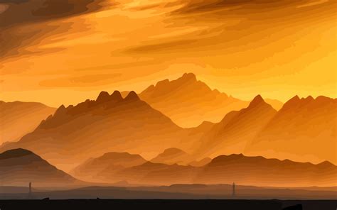 Download 3840x2400 Digital Art Sunset Mountains Landscape 4k