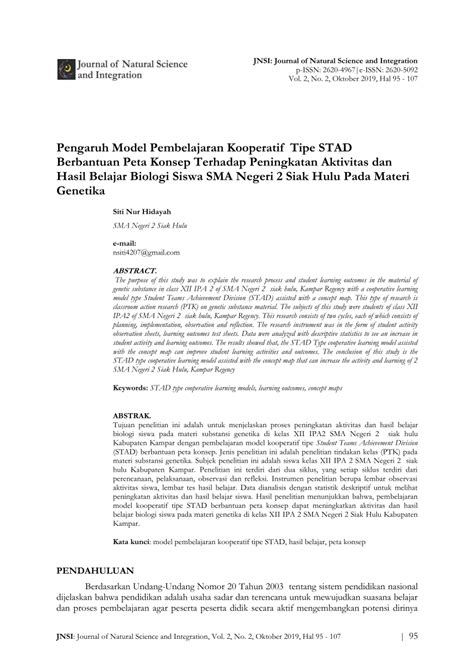 Pdf Pengaruh Model Pembelajaran Kooperatif Tipe Stad Berbantuan Peta