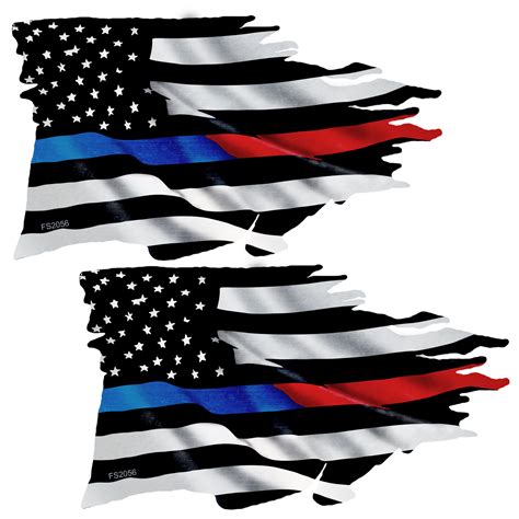 Thin Bluered Line Tattered Flag 2 Pack Stickers Fs2056 Az House