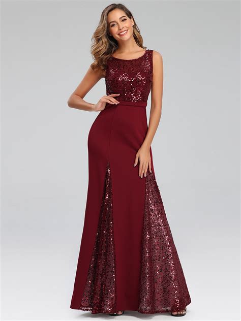 ever pretty a line sequins bridesmaid dress long burgundy evening dress 07401 ebay
