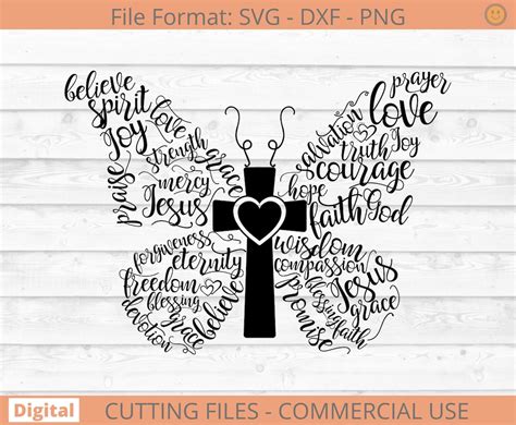 Christian Butterfly Cross Svg Png Inspirational Quote Etsy