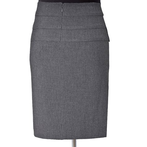 Gray Wool Blend Pencil Skirt With Stitch Tucks Elizabeths Custom Skirts