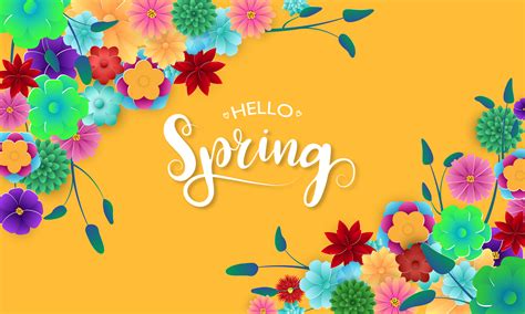 Spring Banner With Colorful Flowers In Corners Vector Art At Vecteezy