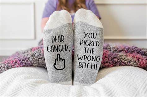 Fuck Cancer Dear Cancer You Picked The Wrong Bitch Socks Etsy Funny