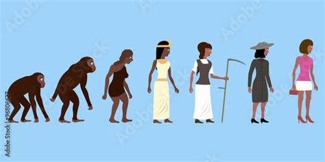 An Abstract Vector Illustration Of Woman Evolution In Color Kaufen
