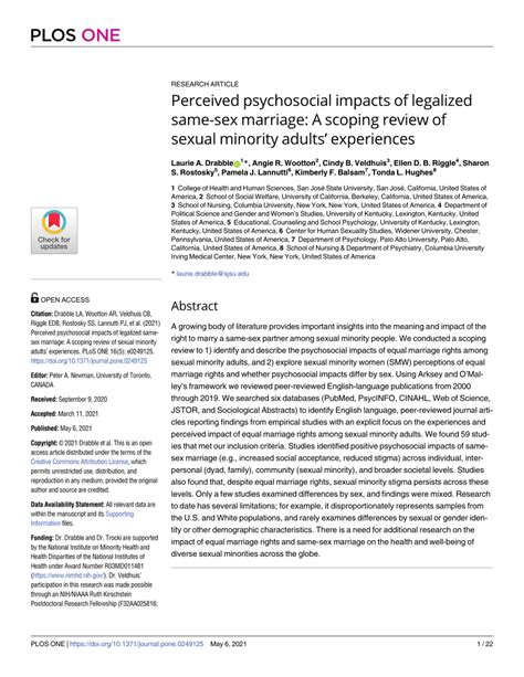 Pdf Perceived Psychosocial Impacts Of Legalized Same Sex Marriage A