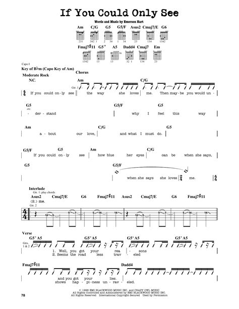 If You Could Only See By Tonic Guitar Lead Sheet Guitar Instructor