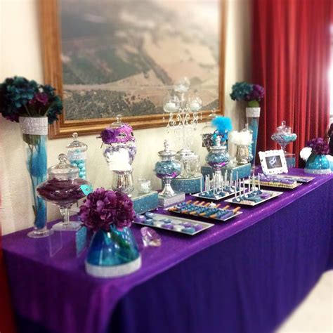 purple and teal masquerade candy dessert buffet by candied confections candy desserts dessert