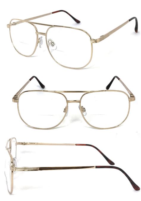 1 Or 2 Pairs Metal Frame Pilot Bifocal Reading Glasses Large Bifocal Section Ebay