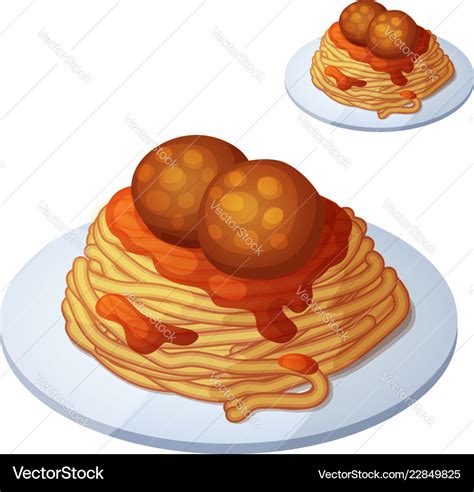 Spaghetti And Meat Balls Cartoon Icon Royalty Free Vector