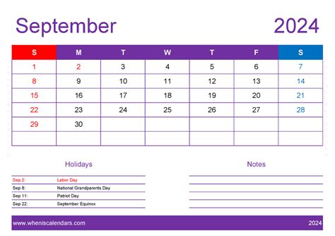 Empty Calendar September 2024 Monthly Calendar