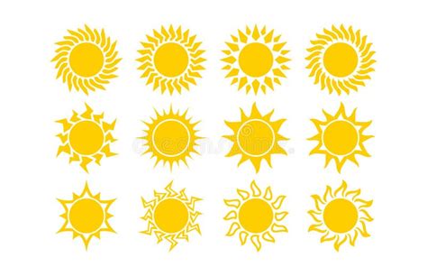 Set Vector Suns Sun Icons Stock Illustrations 303 Set Vector Suns Sun