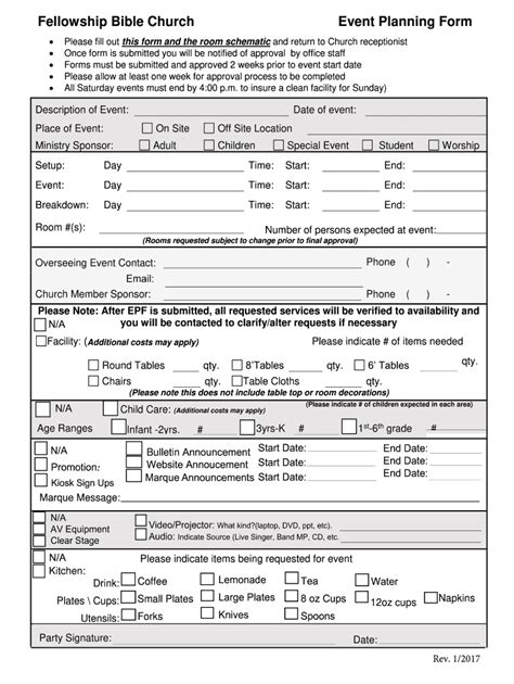 Event Request Form Fellowship Bible Church Fill And Sign Printable