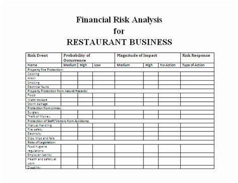 Financial Risk Assessment Template In 2020 Financial Statement
