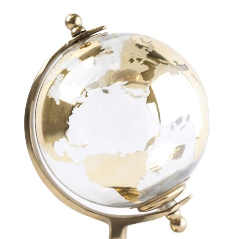 Small Glass Globe On Metal Stand Gold 26cm 1pk Go Wholesale