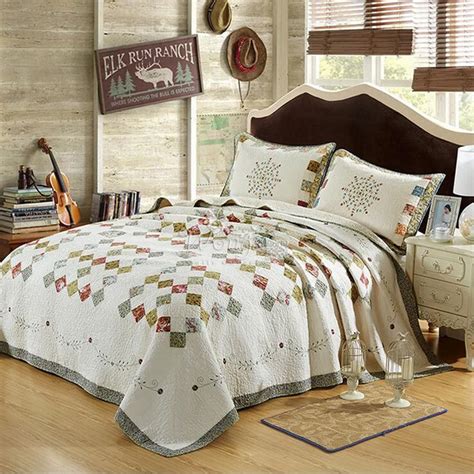 100 Cotton King Size Quilted Bedspread Coverlet Set New 258258cm
