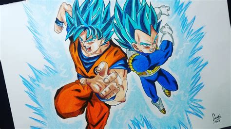 Drawing Goku Vs Vegeta Super Saiyan Blue Dragon Ball Super Youtube