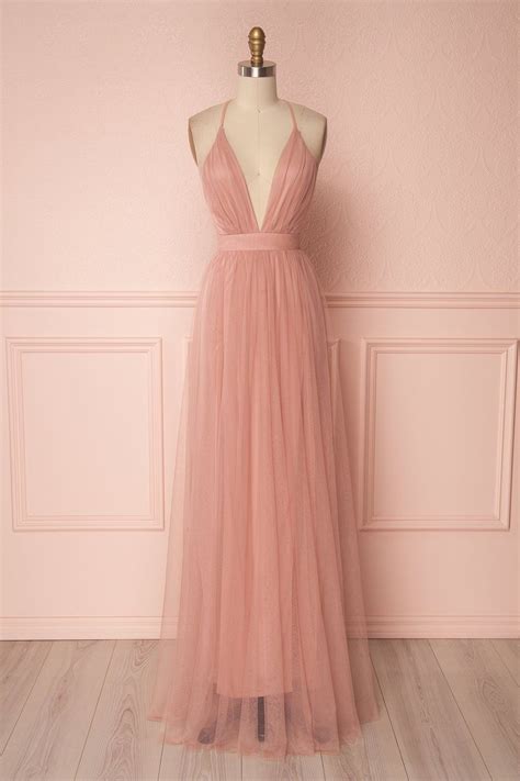 aliki blush plunging neckline mesh maxi dress v neck prom dresses straps prom dresses