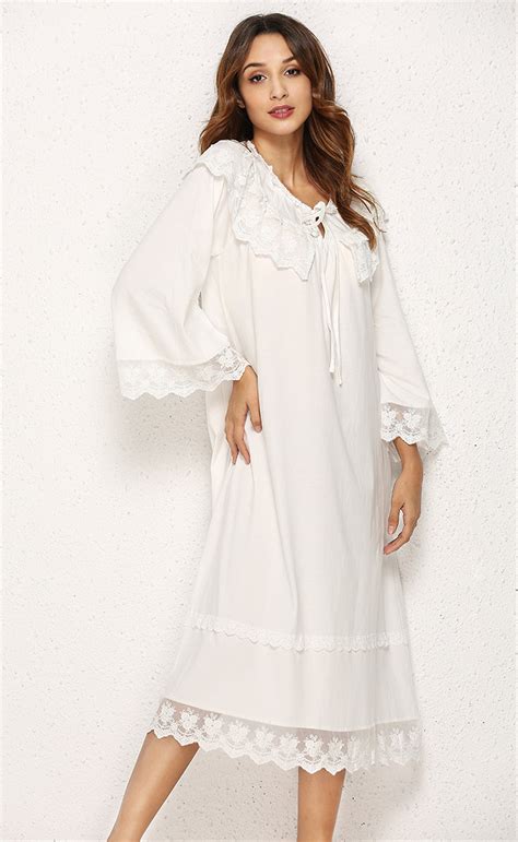 Victorian Vintage Cotton White Square Nightgown Retro Etsy