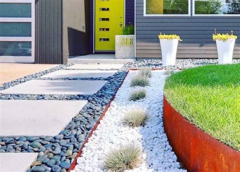 Rock wallaby leaps across our front lawn. Top 50 Best River Rock Landscaping Ideas - Hardscape Designs