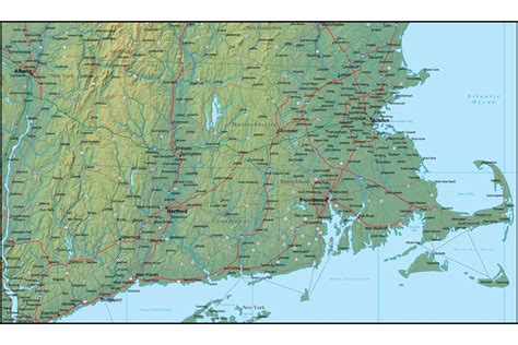 Map Of Massachusetts And The Surrounding Region
