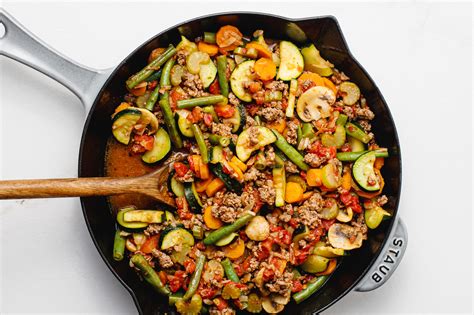Healthy and delicious, they will never disappoint. Low-Fat Skillet Ground Beef and Vegetables Recipe