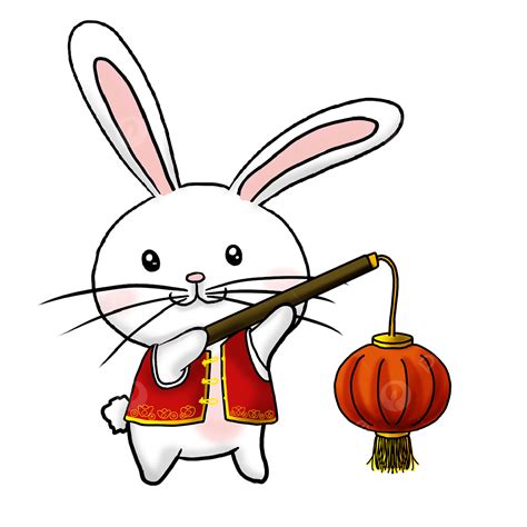 Chinese New Year Rabbit Year Cartoon Rabbit Red Lantern New Year Year