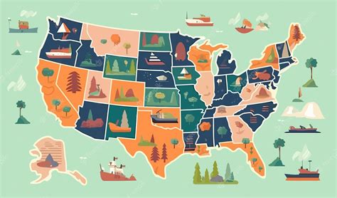 Premium Vector Usa Map Flat Cartoon Isolated On White Background