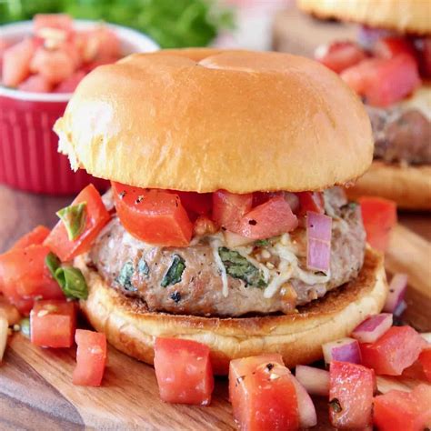 Juicy Turkey Burger Recipe With Tomato Bruschetta Whitneybond Com
