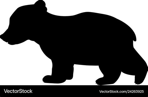 Bear Cub Wild Black Silhouette Animal Royalty Free Vector