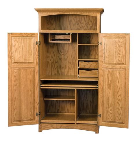 Amish Computer Armoire Cabinet Space Saving Home Office Solid Wood