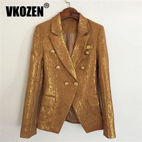 buy 2018 new design high quality gold double breasted blazer women s fashion