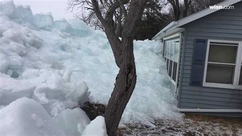Ice Shoves Push Into House Along Bay Of Green Bay