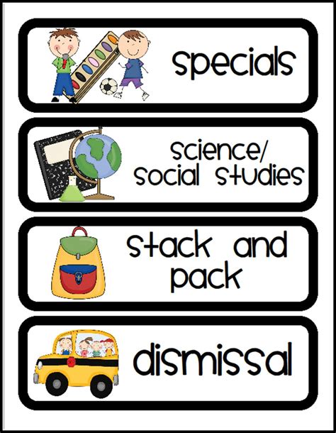 Free Printable Classroom Schedule Cards