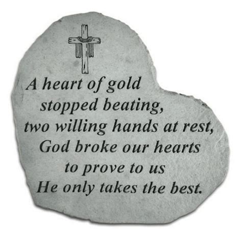 A Heart Of Gold Stopped Beating Heart Shaped Memorial Stone Crucifix