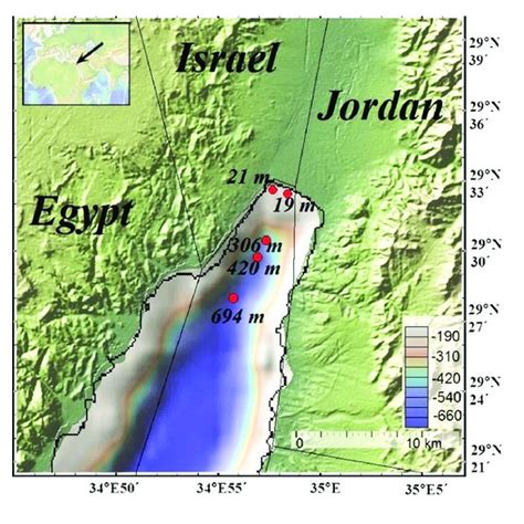 Map Of The Gulf Of Aqaba Red Dots Represent Sampling Sites Map Was