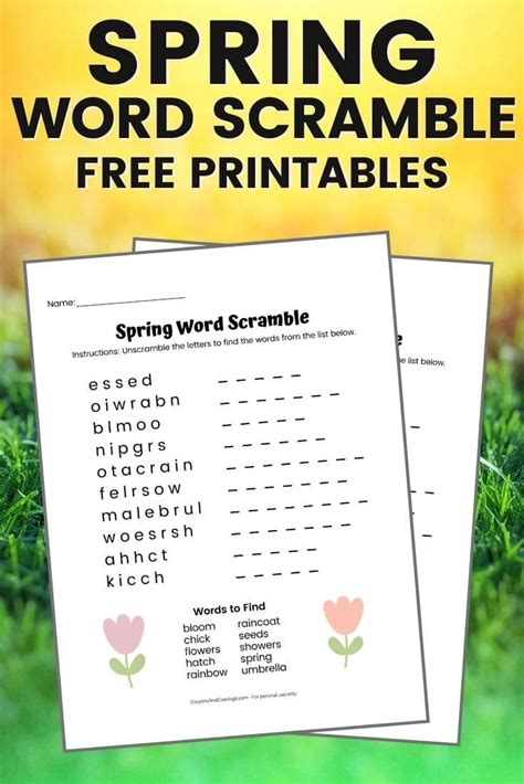 Spring Word Scramble Free Printable With Answer Key Spring Words