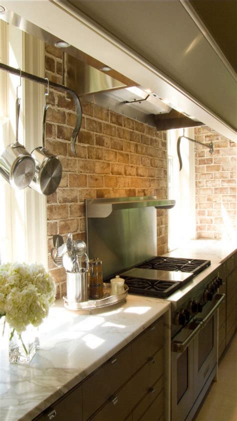 Online backsplash designer, design kitchen countertop, cabinet and backsplash selection. Brick Backsplashes: Rustic and Full of Charm