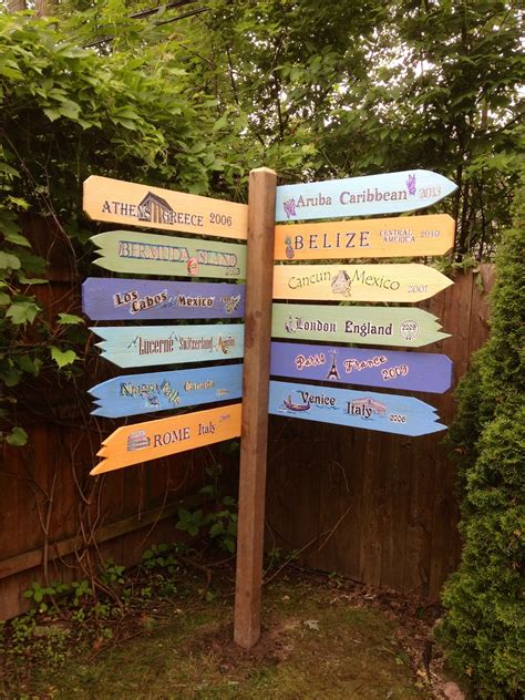 Now that the weather is finally warm and our gardens have started to bloom, we're spending more and more time outside. My backyard sign post of places I've been | Projects ...