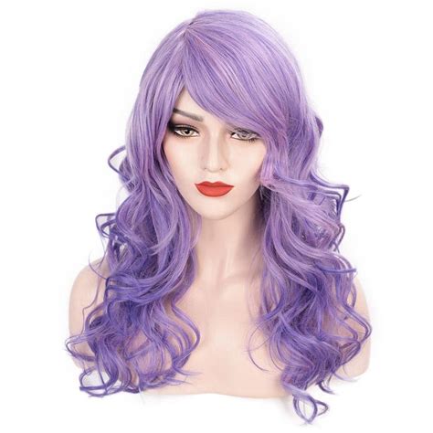 24 Inches Long Purple Wavy Synthetic Halloween Costume Cosplay Wig