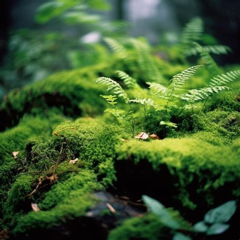 Premium Ai Image A Mossy Forest Floor With A Green Plant In The Center