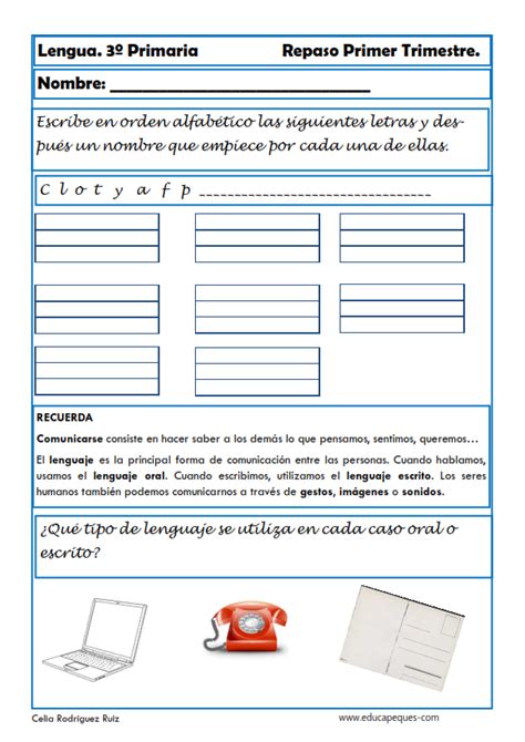 Fichas Ejercicios Y Actividades De Lengua Para Cuarto Grado De Primaria