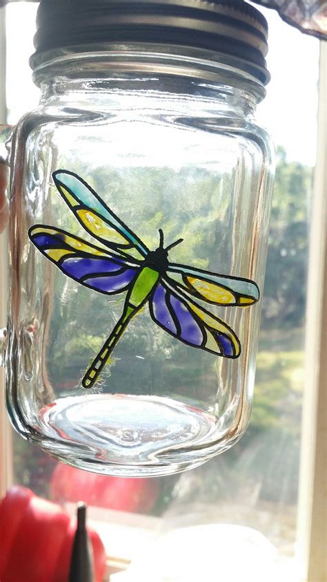 Mason Jar With A Dragonfly Window Claim That I Made Using Plaid Gallery