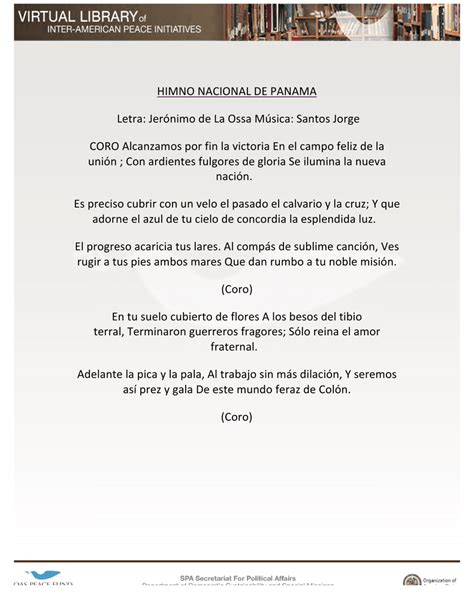Himno Nacional De Panama Letra Jerónimo De La Ossa