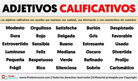 Ejemplos De Adjetivos Calificativos